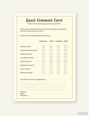 Guest Common Card Template