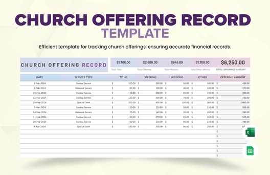 Church Offering Record Template