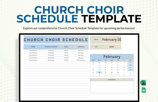 Church Choir Schedule Template