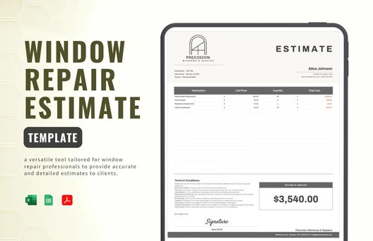 Window Repair Estimate Template
