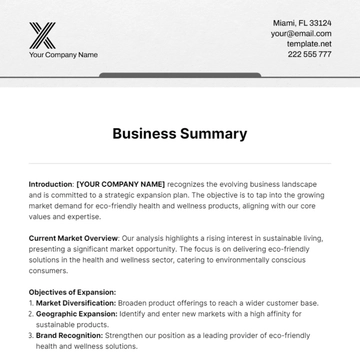 Free Business Summary Template to Edit Online