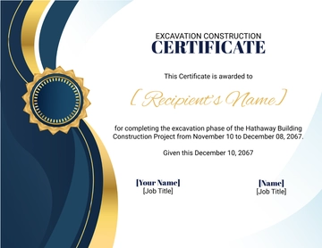 Free Excavation Construction Certificate Template to Edit Online