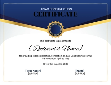 Free HVAC Construction Certificate Template to Edit Online
