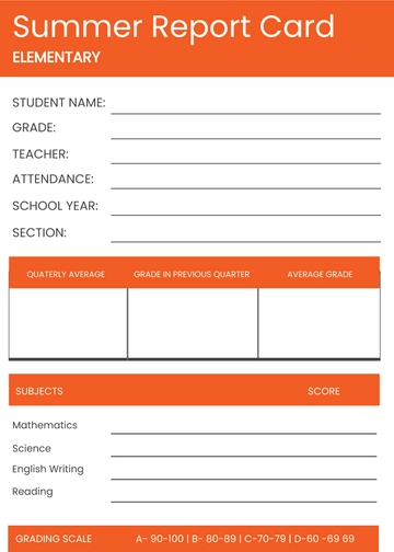 Free Summer Report Card Template to Edit Online