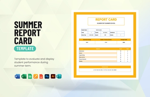 Summer Report Card Template