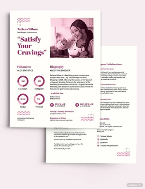 Food Blogger Media Kit Template
