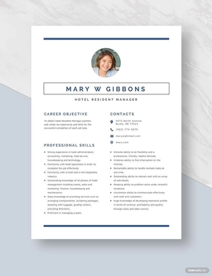 Hotel Resident Manager Resume