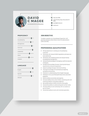Housekeeper Supervisor Resume
