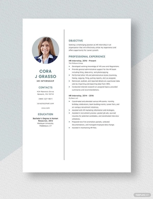 HR Internship Resume