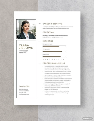 HR Project Manager Resume