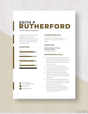 On Site Property Manager Resume