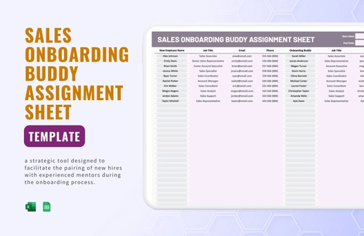 Sales Onboarding Buddy Assignment Sheet Template