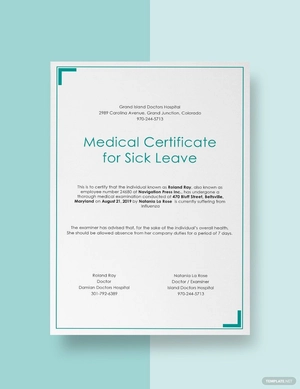 Medical Certificate for Sick Leave Template