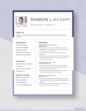 Radiation Therapist Resume