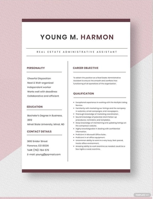 Real Estate Administrative Assistant Resume