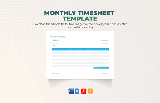 Monthly Timesheet Template