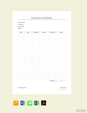Sample Contractor Timesheet Template