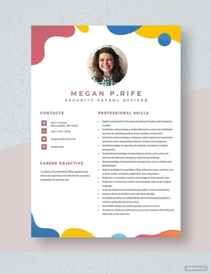 Security Patrol Officer Resume