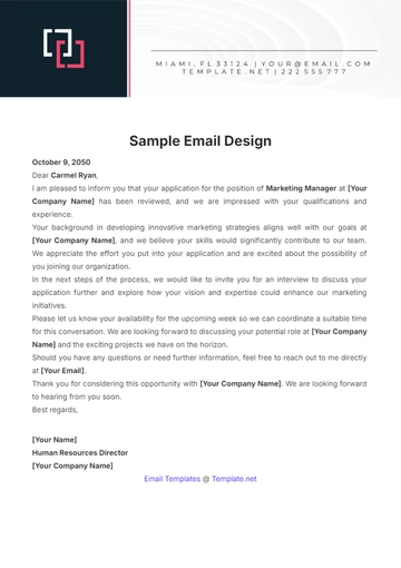 Free Sample Email Template to Edit Online