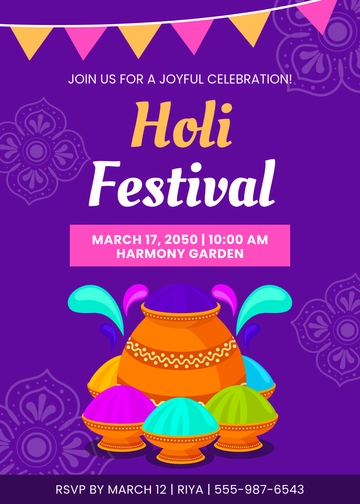 Holi Invitation Card Template - Edit Online & Download