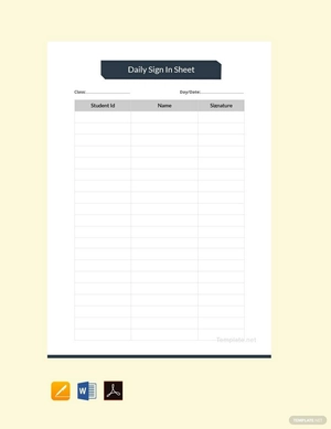 Daily Sign In Sheet Template