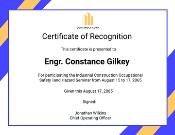 Free Industrial Construction Certificate Template to Edit Online | Template.net