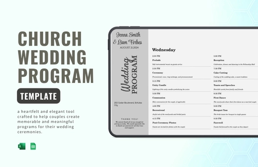 Church Wedding Program Template