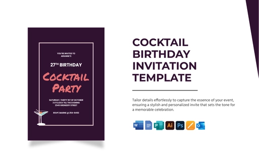 Cocktail Birthday Invitation Template