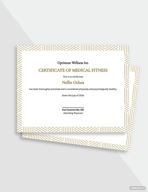 Medical Fitness Certificate Template