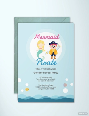 Mermaid or Pirate Gender Reveal Invitation Template