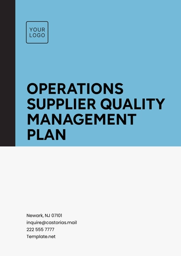 Free Operations Supplier Quality Management Plan Template to Edit Online