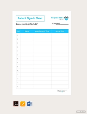 Patient Sign In Sheet Template