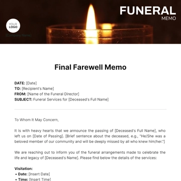 Free Funeral Memo Template to Edit Online