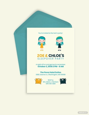 Twin Sleepover Invitation Template