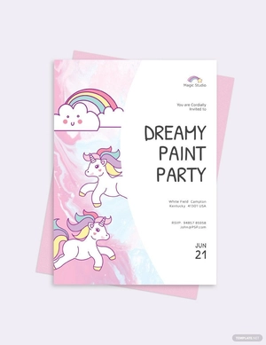 Unicorn Paint Party Invitation Template