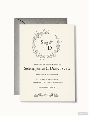 Vintage Stamp Fall Wedding Invitation Template