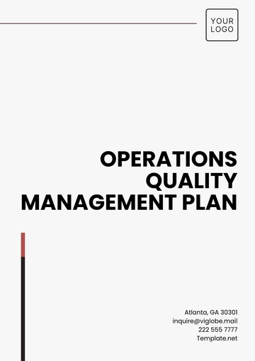 Free Operations Quality Management Plan Template to Edit Online