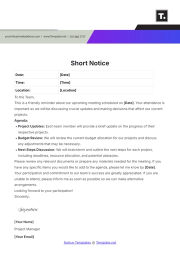 Free Short Notice Outline Template to Edit Online