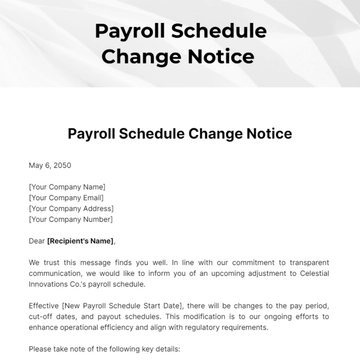 Free Payroll Schedule Change Notice Template to Edit Online