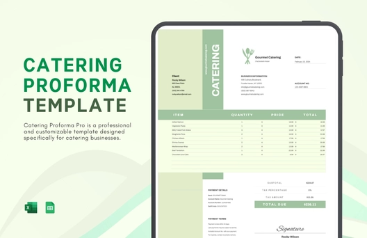 Catering Proforma Template Catering Proforma Template