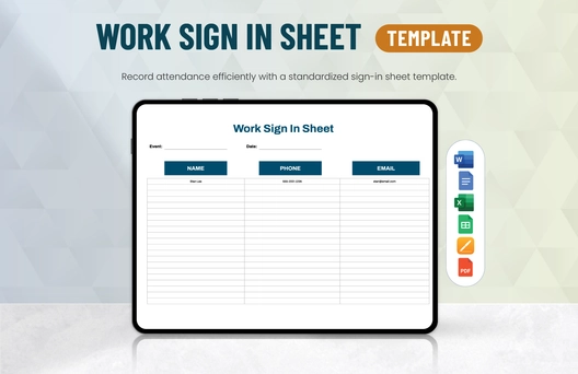 Work Sign In Sheet Template Work Sign In Sheet Template