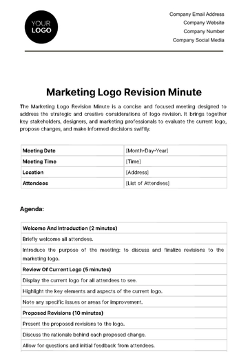 Free Marketing Logo Revision Minute Template to Edit Online
