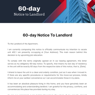 Free 60 Day Notice To Landlord Template to Edit Online