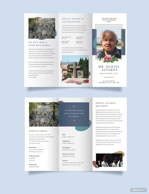 Creative Funeral Obituary Tri-Fold Brochure Template