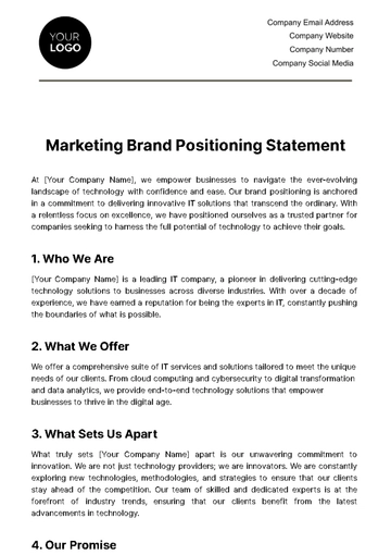 Free Marketing Brand Positioning Statement Template to Edit Online