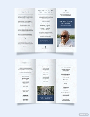 Jewish Funeral Program Tri-fold Brochure Template