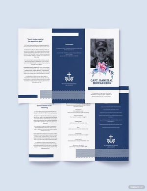 Navy Honors Funeral Memorial Tri-Fold Brochure Template