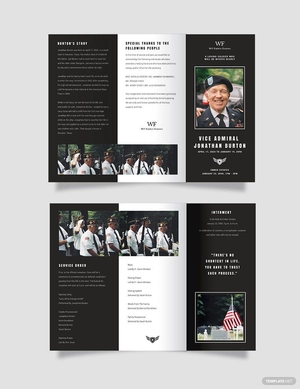 Navy Honors Funeral Obituary Tri-fold Brochure Template