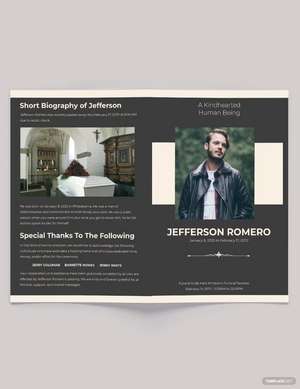 Order of service Eulogy Funeral Bi-Fold Brochure Template
