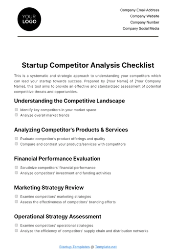 Free Startup Competitor Analysis Checklist Template to Edit Online